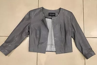 Leather Crop Jacket In Grey Size 8au • $19.95