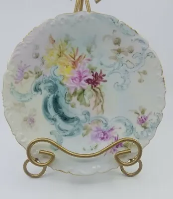 Limoges T & V France Dessert Plate 8.25” Blue Floral Gold Trim • $24.99