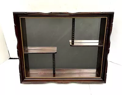 Vintage Mid-Century Mirror Wood Wall Shadow Box Display Shelf 20 X16 X3 3/4   • $74.99