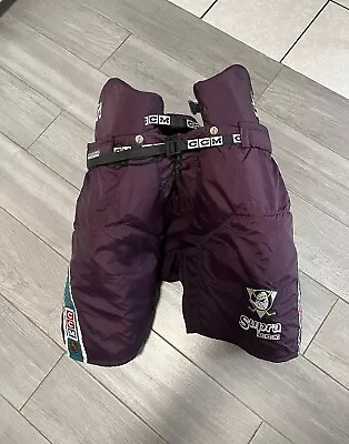 Vintage CCM Anaheim Mighty Ducks Hockey Supra NHL Pants Purple Men's Size XL • $250