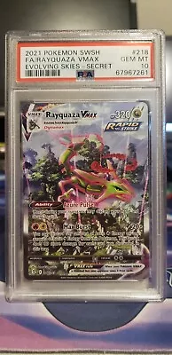 PSA 10 GEM MINT Rayquaza VMAX ALT ART HOLO Evolving Skies 218/203 Pokemon 2021 • $650