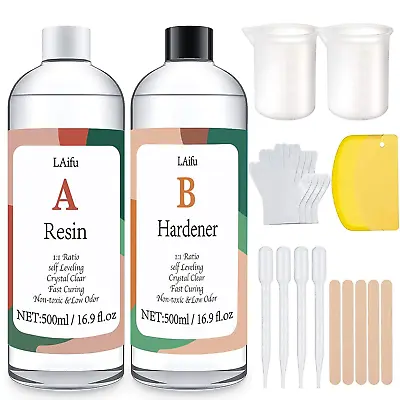 £27.73 • Buy Epoxy Resin Kits - 1000ml/33.8oz 2 Part Crystal Clear Casting Resin Kit With And
