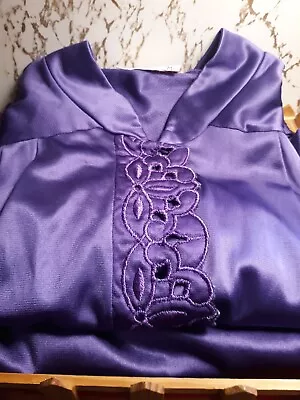 Vintage VANITY FAIR Purple Two-Piece Pajama Set Silky Size Medium USA Made • $25