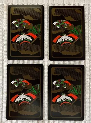 4 Vintage Playing Cards ~ Japanese Crane & Flowers On Hand Fans • $1.50