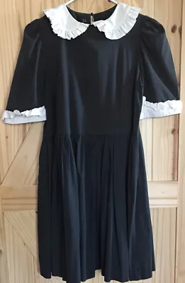 Black Dress White Trim Back Button Closure Maid Costume Vintage • $50