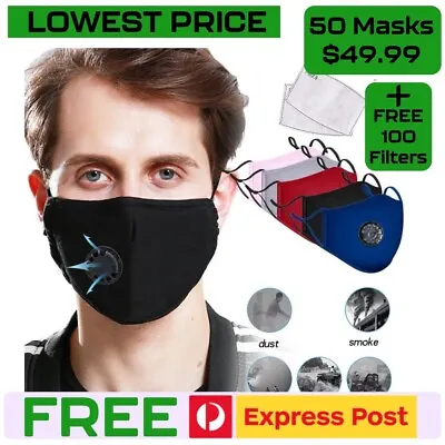 Adults Washable Reusable Cotton Fabric Respirator Face Mask Filters Cheap BULK • $42.49