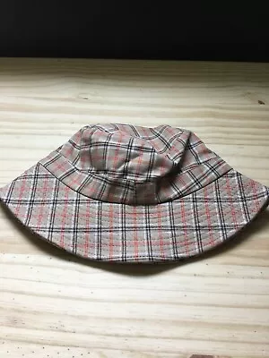 Vintage 1970s Cotton Plaid Bucket Fashion Outdoor Lady Sun Camping Cap Hat Sz M • $9.99