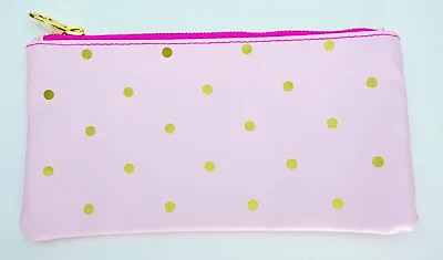 £9.49 • Buy Polka Dot Makeup Bag Pouch Pencil Case Toiletry Bag Pink Dots Gold Zipper Travel