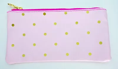 £9.49 • Buy Polka Dot Makeup Bag Pouch Pencil Case Toiletry Bag Pink Dots Gold Zipper Travel