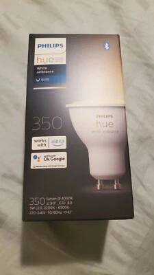 $41 • Buy NEW Philips Hue White Ambiance GU10 Bulb With Bluetooth HUEWCAGU10BT