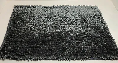  Laura Ashley Luxury Butter Chenille Noodle Shag Bath Rug 17  X 24  In Charcoal • $20