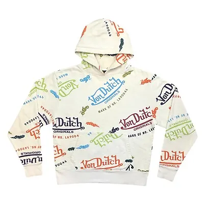 RARE Vintage Von Dutch White Multicolor All Over Print Ed Hardy Y2k Scene Afflic • $215