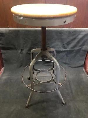 Vintage Toledo Stool UHL Steel Industrial Metal Drafting Adjustable Chair--NICE! • $400