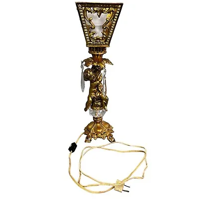 Loevsky And Loevsky Cherub Lantern Lamp With Crystals WMC Vintage 60s 70s • $114.99