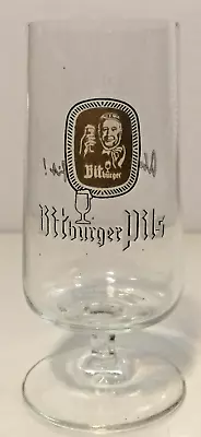 German Beer Glass 1970s Vintage Bitburger Pils .2L Short Stemmed Drinking Glass • $12