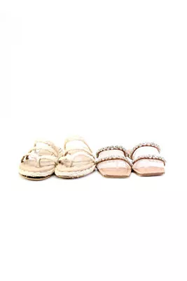 Zara Women's Slip On Flat Sandals Brown Beige Size 38 Lot 2 • $41.49