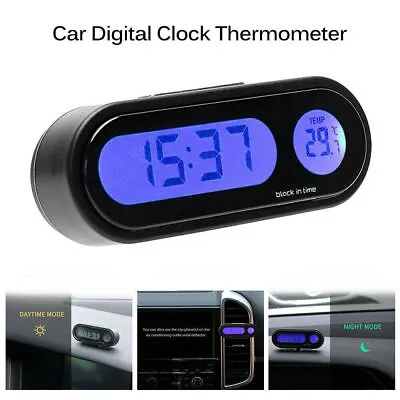 Digital LCD Table Auto Car Dashboard Desk Time Display Small Thermometer Clock • $10.51