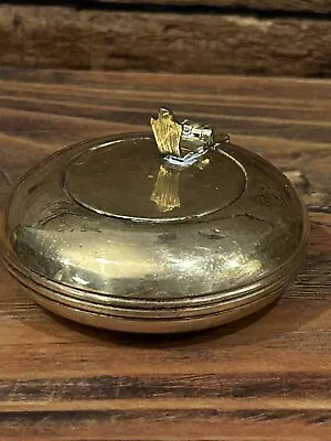 Vintage Round Flip Top Brass Pocket Ashtray Ash Tray W/Cigarette Rest (A) • $14.50