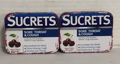 2 Sucrets Sore Throat & Cough Vapor Cherry 18 Ct Ea Lozenges Sealed Exp 6/2024 • $26.82