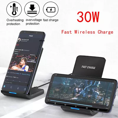 £8.99 • Buy 30W Fast Qi Wireless Charger Dock Charging Stand For IPhone 11 12 13 14 Pro Max