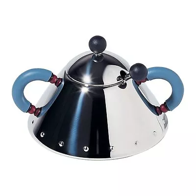 Alessi Michael Graves Design Series Stainless Steel Sugar Bowl W/ Spoon - Blue • $125