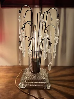 Vintage Waterfall Lamp Glass Boudoir Lamp With A Fountain Of Plastic Prisms • $30