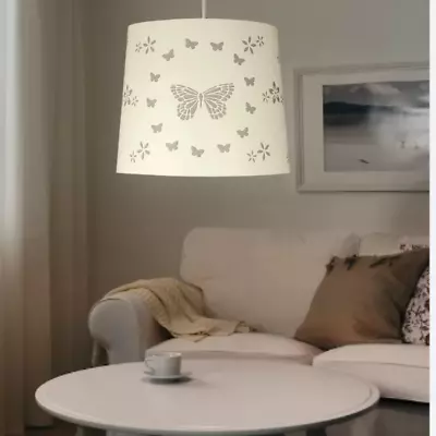 CREAM LASER CUT BUTTERFLY TAPERED 26cm DRUM SHAPE CEILING PENDANT SHADE • £11.29
