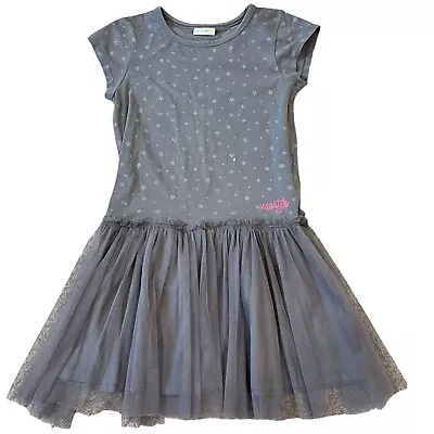 Naartjie Kids Girls Vintage Gray Stars & Tulle Dress 9 Years • $18