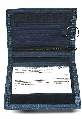 $10.99 • Buy Nylon ID Holder Front Pocket Wallet - Holds Vaccination Card - Blue