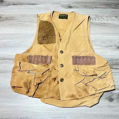 Vintage HUNTER's CHOICE Bird Hunting Shotgun Vest Mens XL Brown 100% Cotton 90s • $24.95