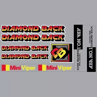 Diamond Back - 1984 MINI VIPER 16 - RED YELLOW CHAINSTAYS - On WHITE Decal Set - • $71.50