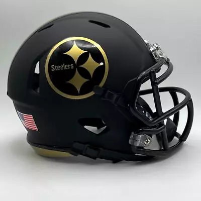 Pittsburgh Steelers CUSTOM Matte Black - Metallic Gold Mini Football Helmet • $65