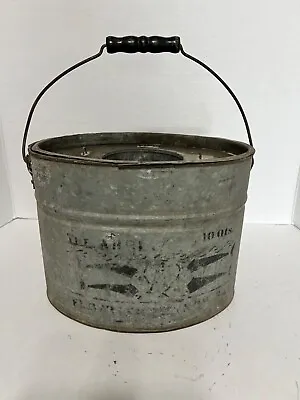 Antique Oval Galvanized Metal Fishing Bait Bucket Minnow Pail  • $25