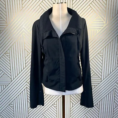 $63.99 • Buy Annette Gortz Black Zip Funnel Neck Moto Jacket Medium Weight Size 36 / XS