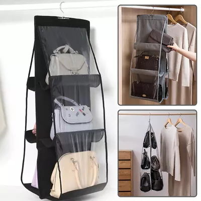 Hanging Shelf Organizer Wardrobe Closet Handbag Storage Holder Artifact Bag UK • £4.42