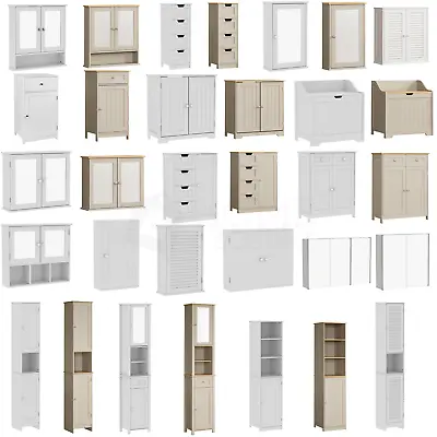 Bathroom Cabinet Wall Mounted Cupboard Freestanding Storage Furniture White Grey • £42.99