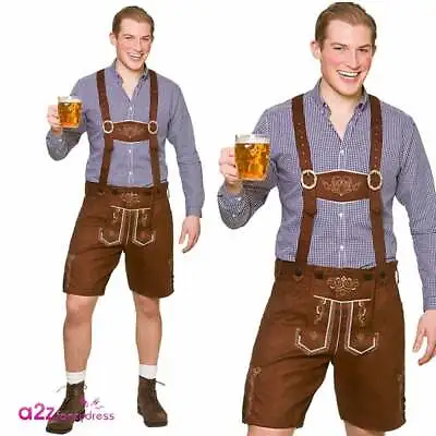 £26.99 • Buy Mens Authentic Faux Suede Lederhosen Adult Oktoberfest Beer Festival Fancy Dress