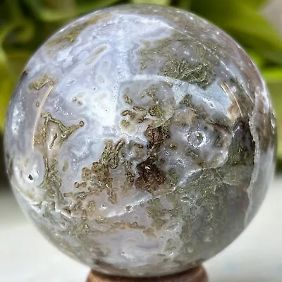 487g Natural Moss Agate Ball Quartz Crystal Sphere Reiki Meditation Decoration • $0.63