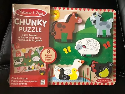 Melissa & Doug Chunky Wooden Puzzle Farm Animals • $10