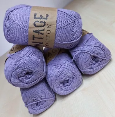 Vintage Cotton DK Knitting Crochet Yarn Wool 5 X 100g V22 Lavender  • £6.75