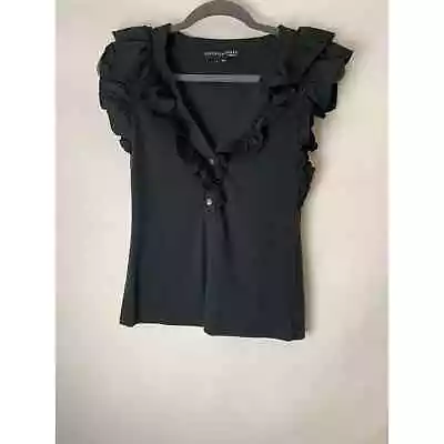 Veronica Beard Black Adrianna Ruffled Top Size M Medium • $85