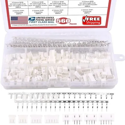 560Pcs 2-5Pin JST-XH 2.54mm Wire Male Female Housing Connector Bare Terminal Kit • $11.69