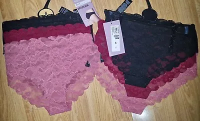 M&S Ladies/girls 2 X 3 BRAZILIAN Knickers/briefs/underwear NO VPL Size 6 BNWT • £17.99