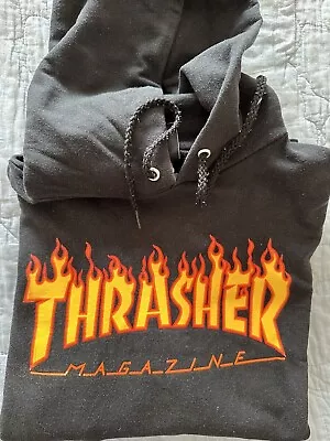Thrasher Skateboard Magazine Flame Logo Black Hoodie Sweatshirt - Size M • $80