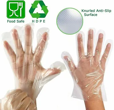 £3.99 • Buy 100-500 Disposable Plastic Gloves PE Polythene Clear Catering Food Car Safe Prep