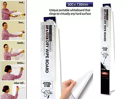 Instant Magic Whiteboard Reusable Sheets Sticks To Any Surface Wipe Cling Roll 8 • £16.99