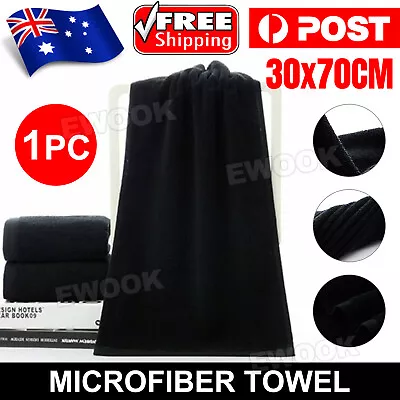 $5.45 • Buy Microfiber Towel GYM Sport Footy Travel Camping Swimming Drying Microfibre Black
