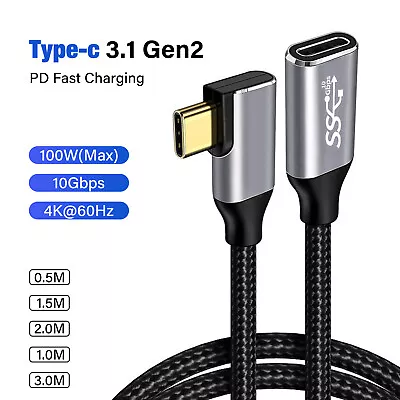 $13.99 • Buy USB Type C Extension Cable USB 3.1 Male To Female Extender Charging Cord PD 100W