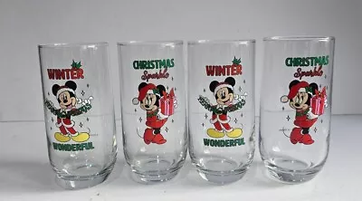 4x Mickey & Minnie Mouse Christmas 40cl 400ml Highbll Drinking Glass Tumbler  • £10