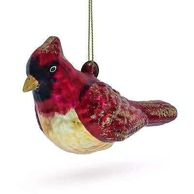 Graceful Red Cardinal Bird - Vibrant Blown Glass Christmas Ornament • $28.18